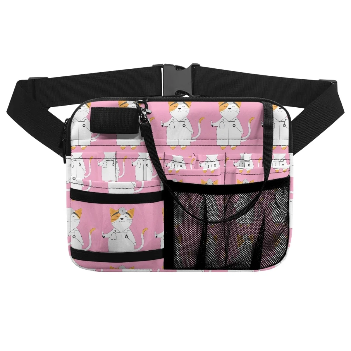 Drop Ship Pink Cute Cat Ladies Adjustable Nursing Fanny Pack Pet Lovers Gift Organizer Pouch for Physician Assistants Dentists