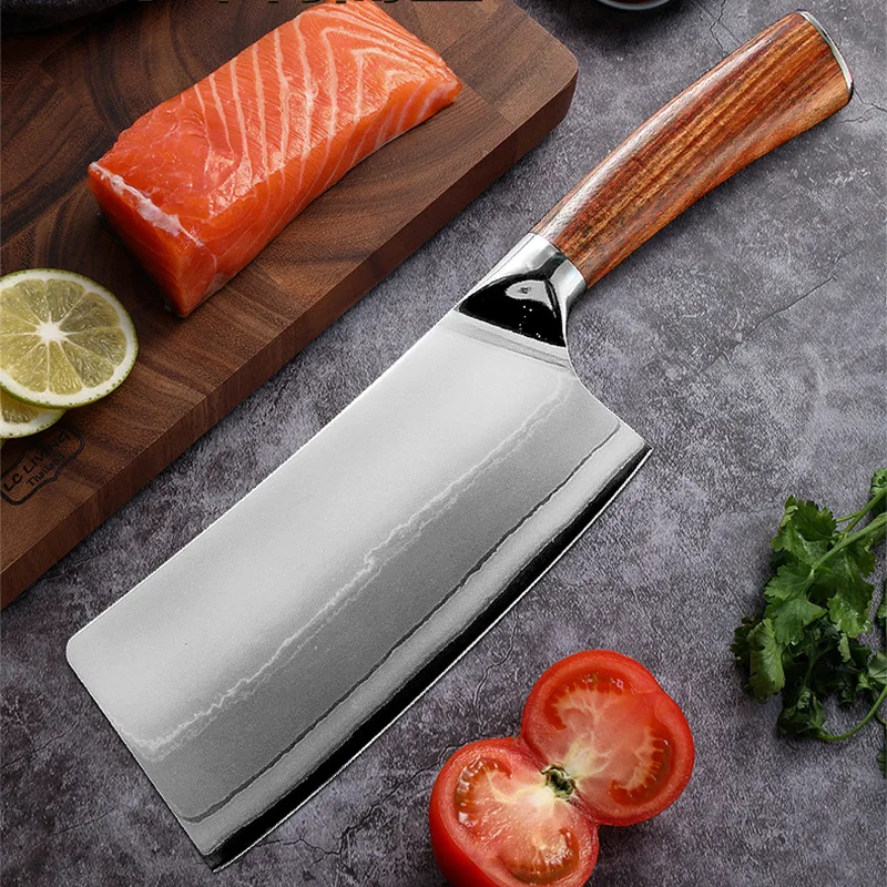 

6.7 Inch Slicing Knife 9 Layers Clad Steel Blade Sharp Chefs Cleaver Cutlery Kitchen Knives Handmade Forged Messer Wood Handle