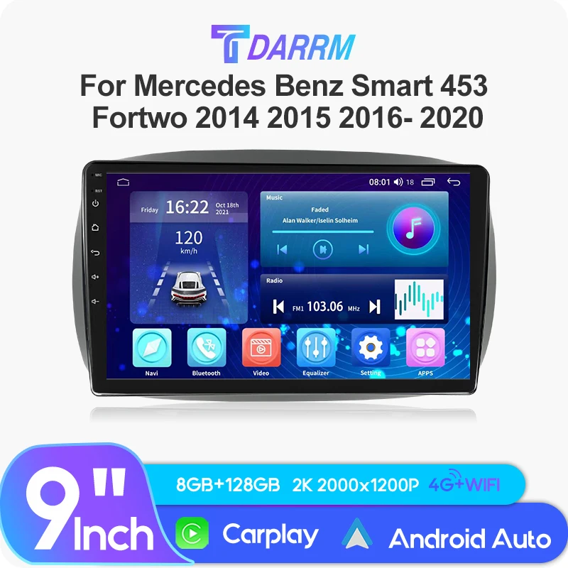 

Android 12 For Mercedes Benz Smart 453 Fortwo 2014 - 2020 Car Multimedia GPS Radio Navigation NAVI Player stereo WiF+4G BT