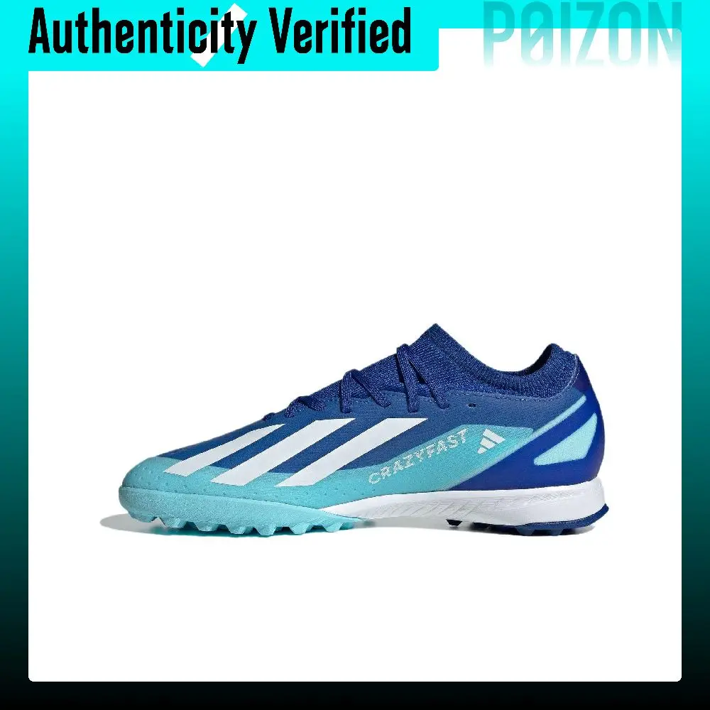Adidas X Crazyfast.3 TF Turf PU Synthetic Leather Abrasion Resistant Soccer Shoes Women's Blue ID9338