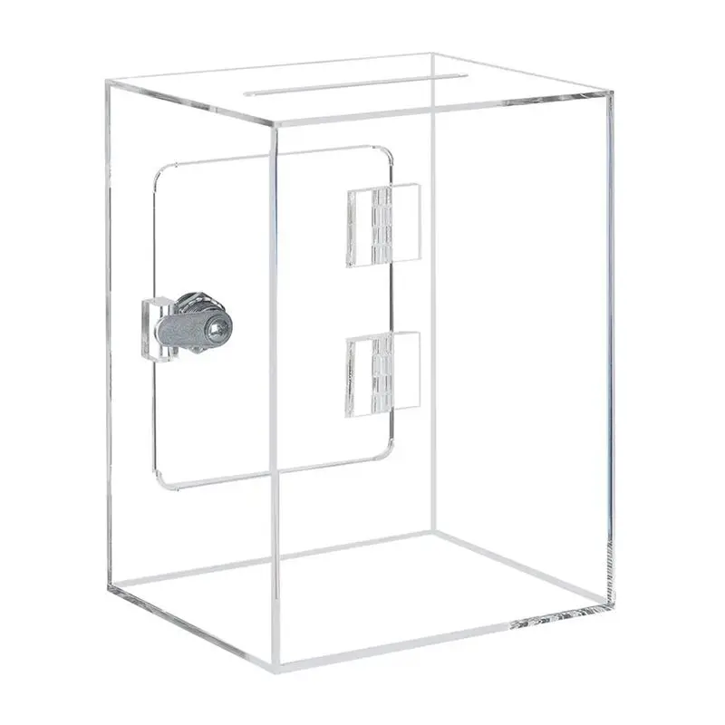 VEHO-2X Acrylic Donation Ballot Box- Tip Jar For Money With Lock Key Suggestion Box Comment Box Vote Box