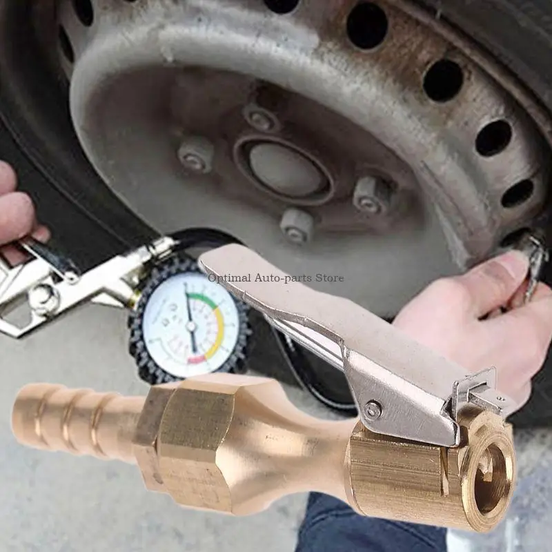 

1/4" Brass Tire inflator Lock on Air Chuck Air Compressor for w/ 8mm Barb Connec