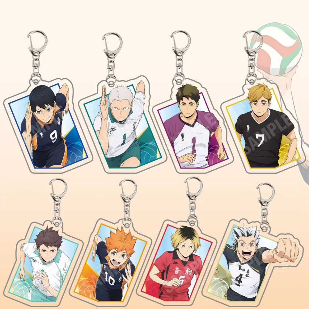 Acrylic Haikyuu Hinata 6CM Double Sided Keychain Kageyama Oikawa Kozume Collectible Gift for Fans Volleyball Team Uniform Ver.