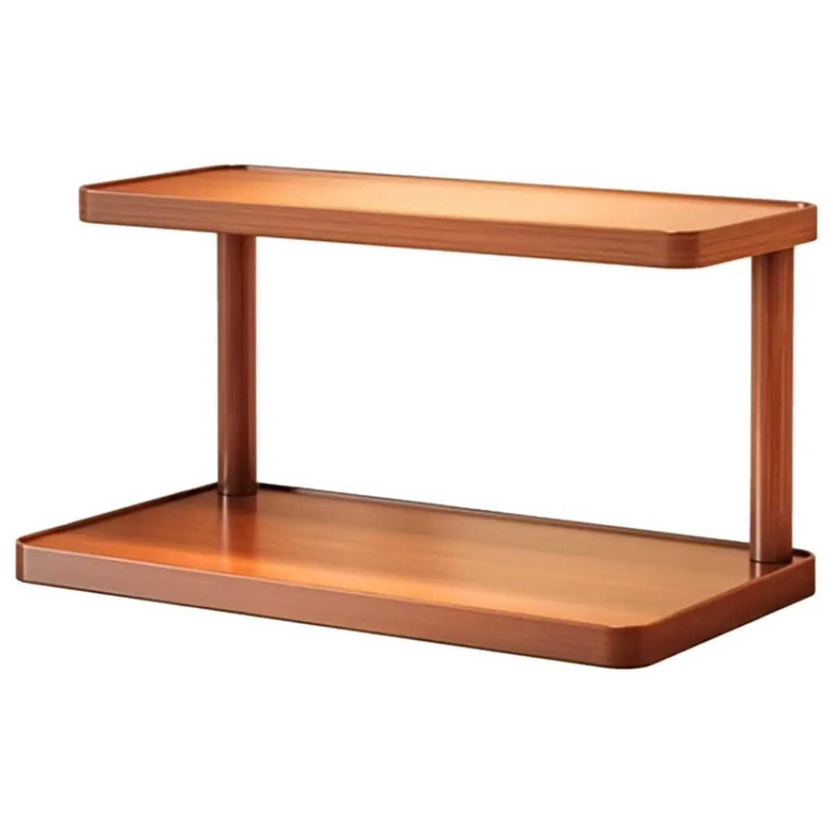 AT16 Versatile 2-Tier Wooden Storage Rack for Kitchen & Tea Room - Countertop Organizer with Decorative Handles, Ideal Spices