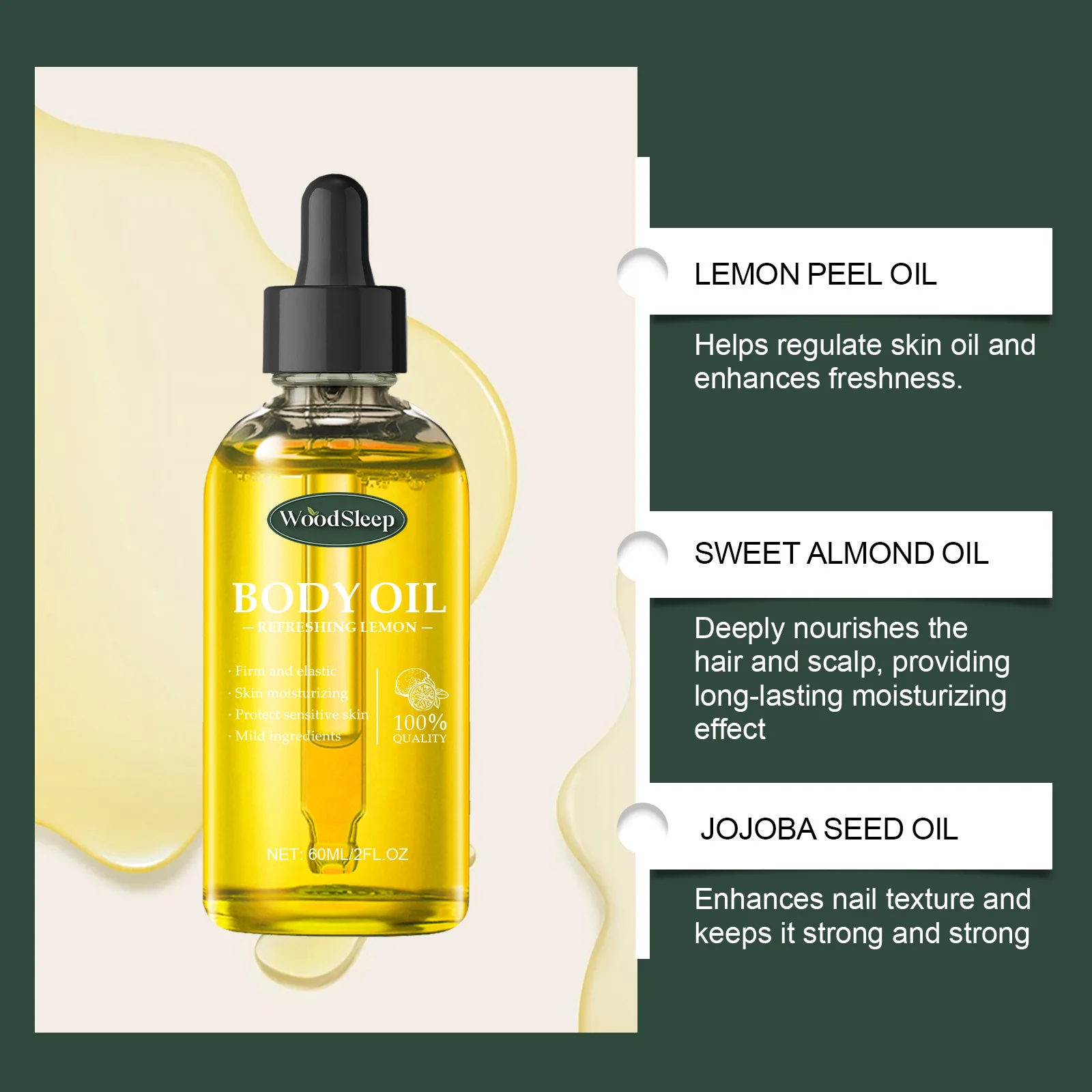 Lemon Essence Oil For Body Moisturizing Firm Skin Smooth Balance Water Oil Improve Dryness Spa Massage Pores Shrink Brighten