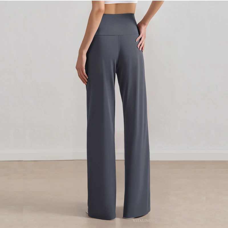 VITALINOVO Damen-Hose mit weitem Bein, ohne Taschen, hohe Taille, Stretch, lockere Jogginghose, Nake-Feeling, lässig, Lounge, Yoga, Workout, Palazzo – Detail 13