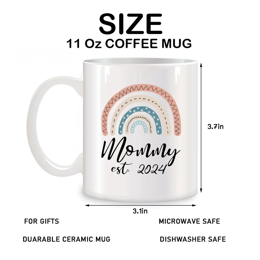 Mommy Est 2024 Mugs For Mama Pregnancy Announcement Idea Birthday Novelty Coffee Ceramic Tea Cups White 11 oz