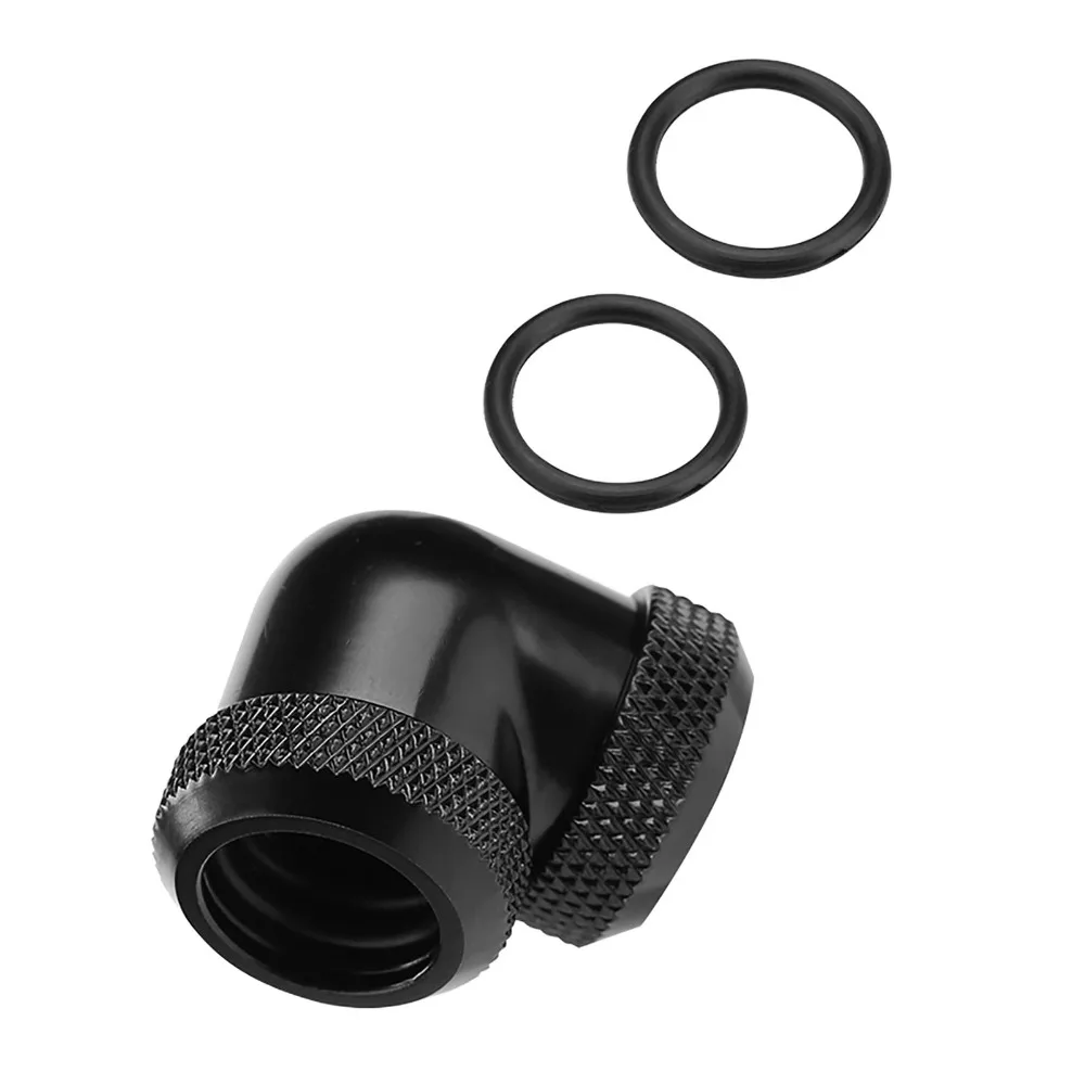 14mm Water Cooling Fitting Twist Design G1/4 Thread Hard Pipe Tube Connector Black 90 Degree Elbow Computer Water Cooling