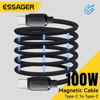 Essager 100w Magnetic Retractable Fast Charging Data Cable Type C To C Charging for iPhone 15 14 USB C To C for MacBook Samsung