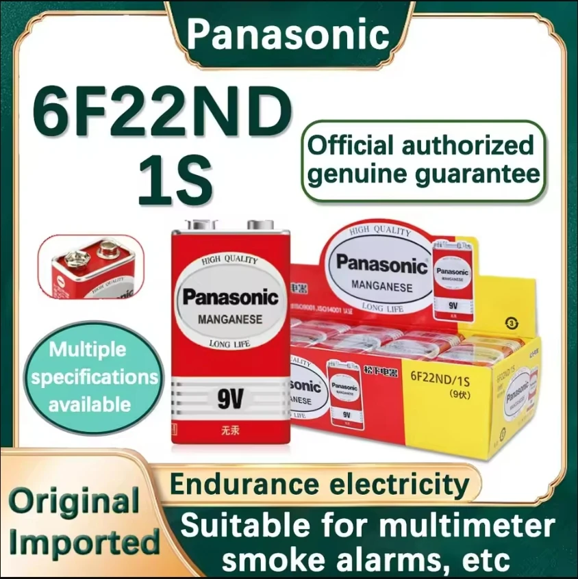 1-20PCS Panasonic 9V 6F22 Alkaline Batterij voor Alarm Draadloze Microfoon Kwik Gratis Lange levensduur