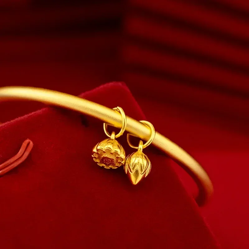 

9999 Real Gold 24K ancient method inheritance two worlds bracelet, national style lotus pod lotus ancient method bracelet