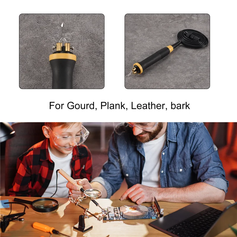 A11E-1/Pcs Electrocautery Pen Pyrography Machine Handle Solder Tip 23/Pcs For Gourd,Plank,Leather,Bark