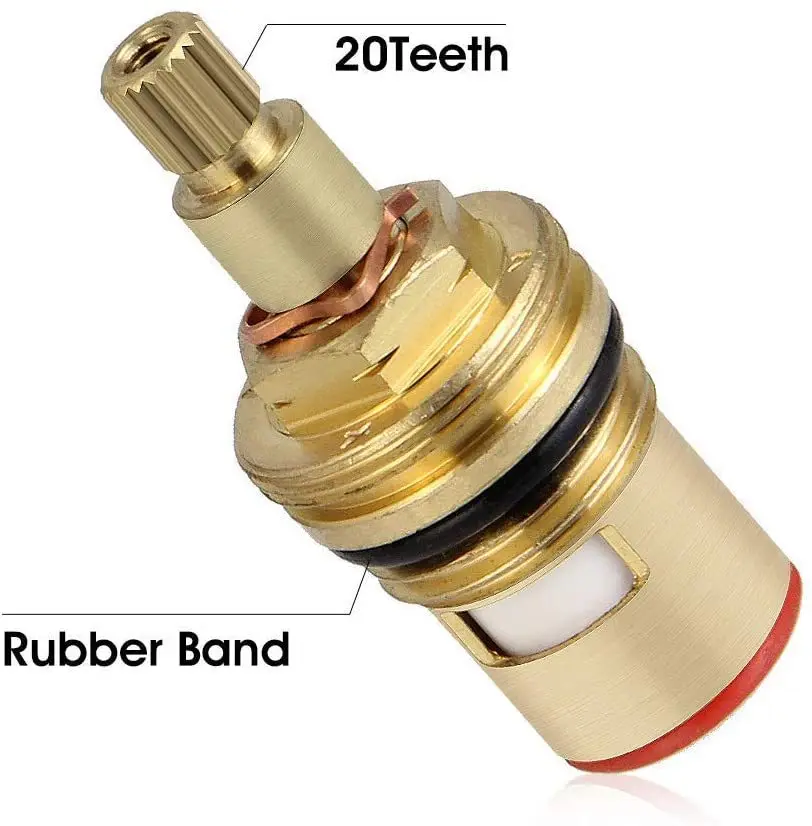 1/4 Turn G1/2 Double Teeth Brass cartridge Accessories Hot Cold Faucet Switch Ceramic Core Faucet Valve Core Middle with flange