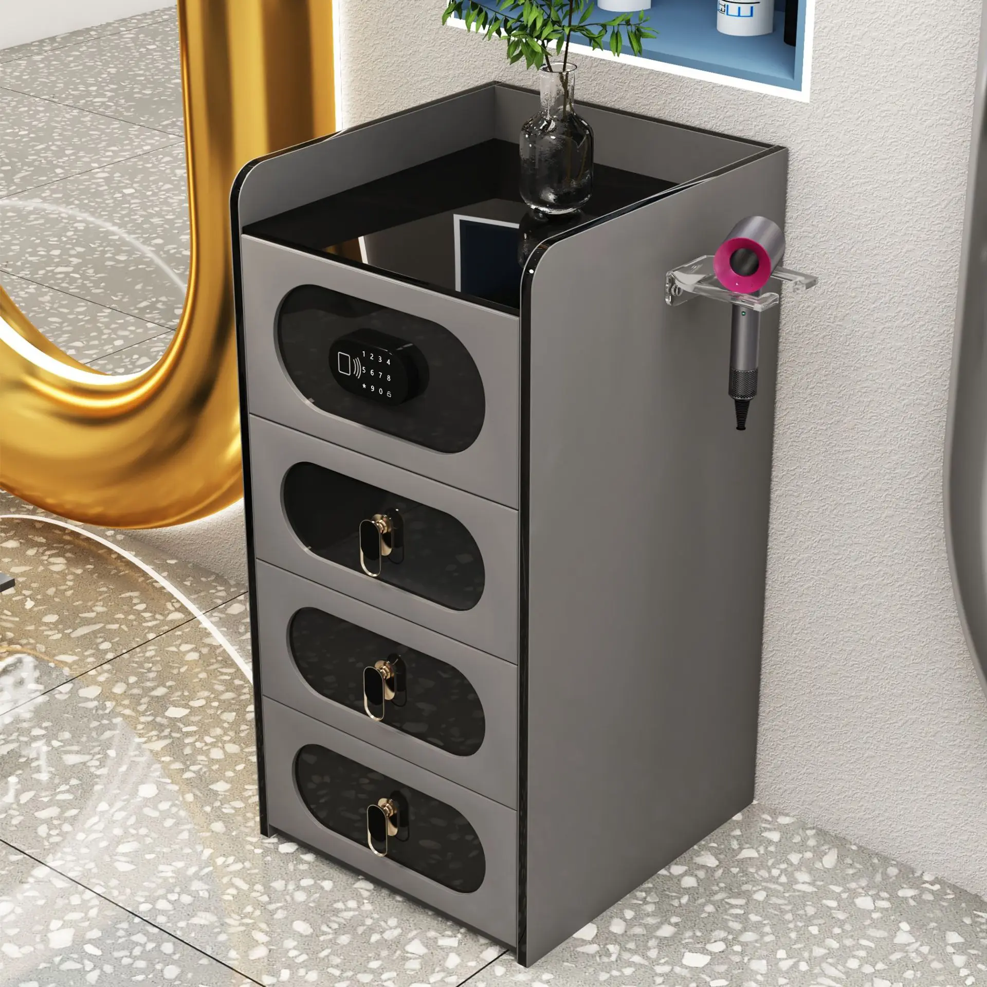 

Barber shop special new trend hair salon tool cabinet hair salon cabinet free installation multi-functional fashion hair cutting