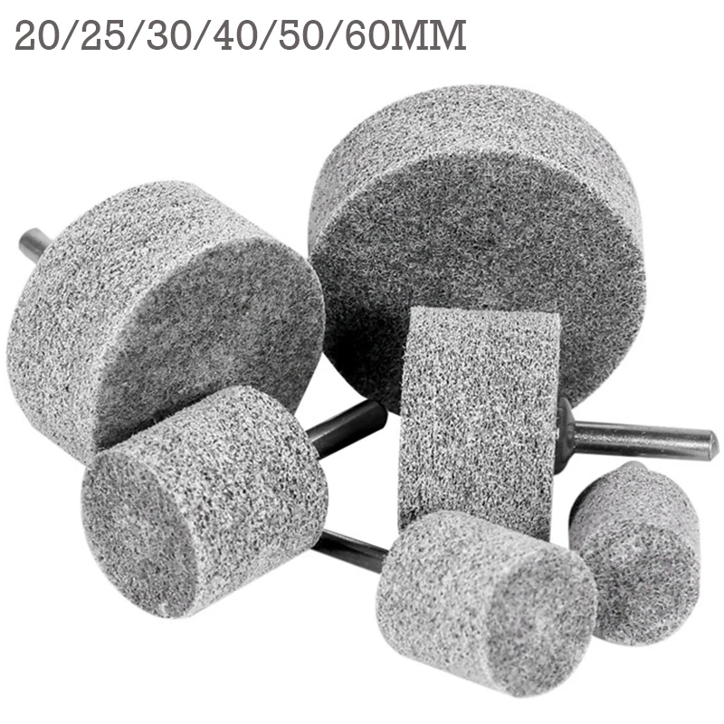 20/25/30/40/50/60mm Nylon Fiber Wheel Grinding Head 6MM Shank Round Abrasive Tools For Stainless Steel Copper Metal Polishing