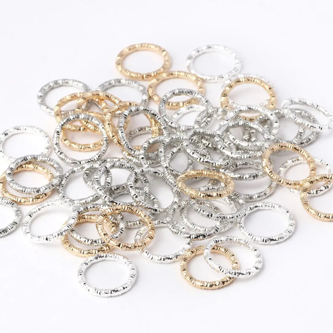 50pcs/lot 12mm Alloy Round Jump Rings Twisted Open Split Rings Connectors For Diy Jewelry Making Findings Accessories Supplies