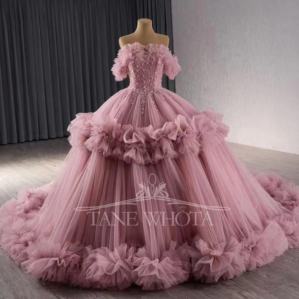 

Роскошное платье Quinceanera Vestido De Quinceañeras без бретелек на шнуровке сзади, расшитое блестками и бисером, индивидуальное платье для латинских вечеринок для девочек