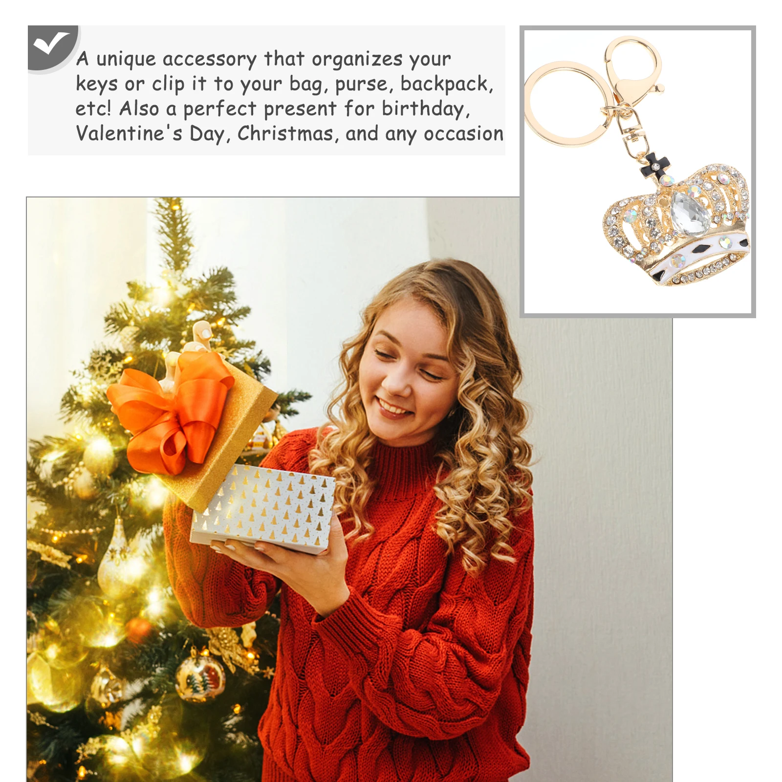 

Crown Keychain Purse Charm Rhinestones Shaped Sparkly Queen Bling Women Luxury Key Ring Accessories Packaging Box