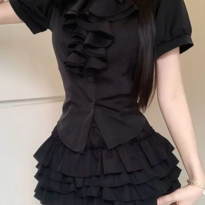 Jupe ort taille haute bouffante f-longueur Ballet Sle Y2K minceur gâteau conception printemps été Faion Version coréenne étudiant U...