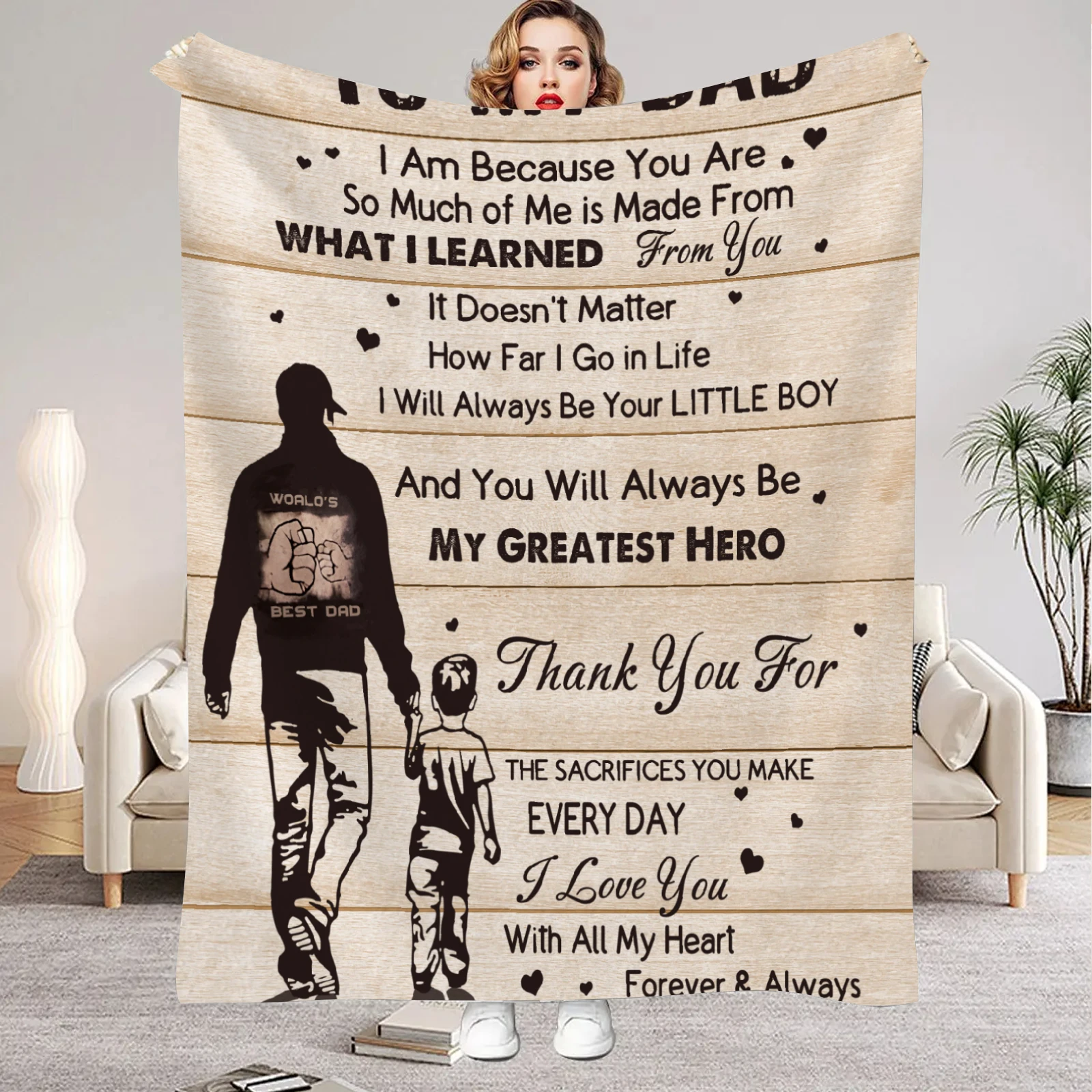Blanket Mother's Letter to Daughter English Print Fluffy Flannel Blanket for Home Living Room Bedroom Decor 2026 New Year Gift