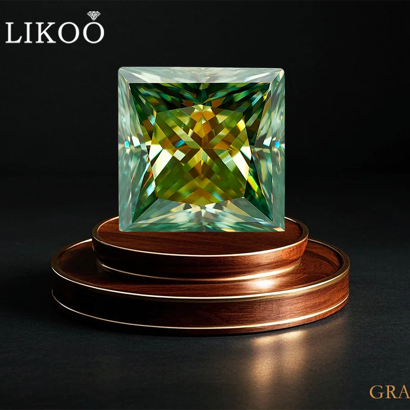 

НОВИНКА 2025 года, натуральный зеленый цвет, муассанит, огранка принцессы, муассанита, свободный драгоценный камень, тестер бриллиантов с сертификатом GRA