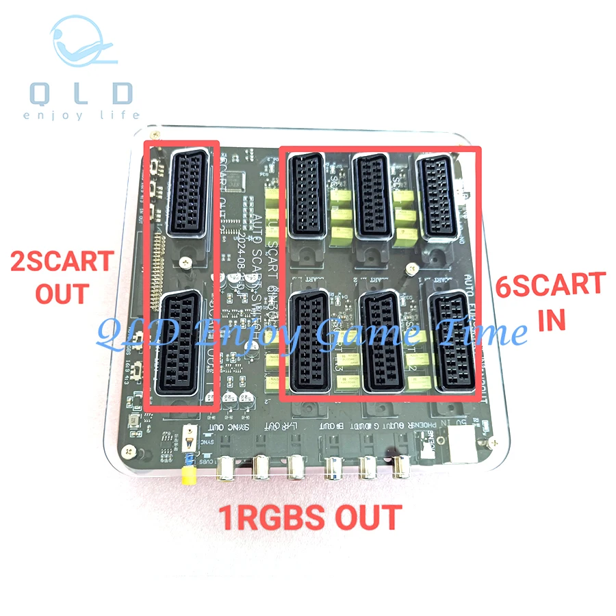 

New 6 IN 3 OUT Automatic Switcher 6 Way In SCART ( EUR ) and 3 Way Out ( 2*SCART European Output 1 RGBS RCA Output) Distributor