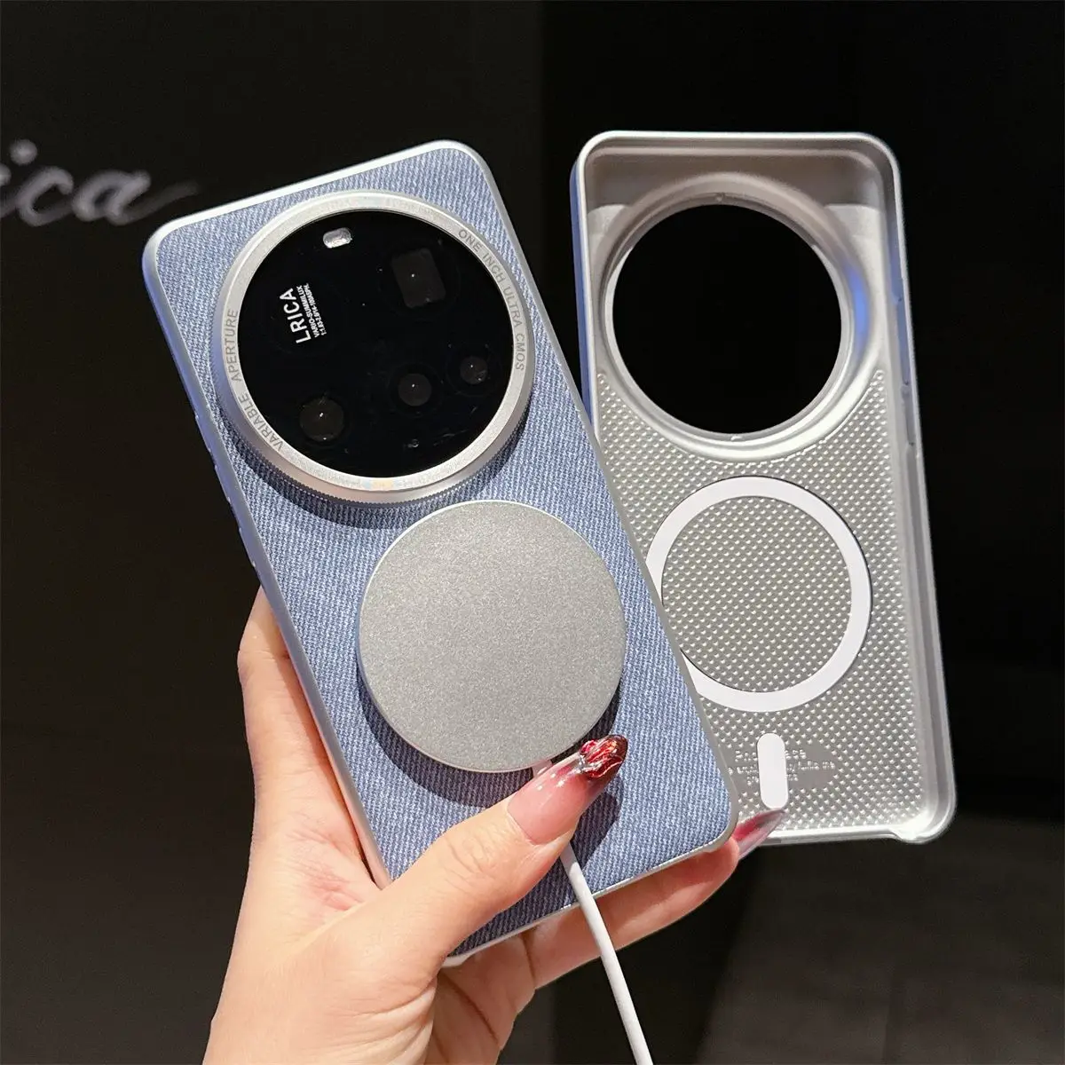 

Luxury Linen Leather Texture Magnetic Case For Xiaomi 15 Ultra/Pro Slim Ring MagSafe Hard Shell Anti-Fingerprint Phone Cover