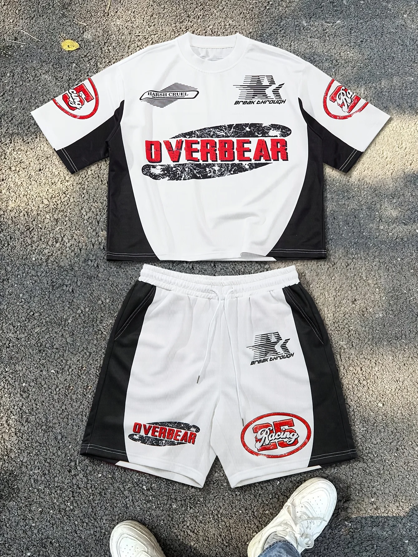 Conjunto de 2 Piezas para Hombre, Camiseta de Manga Corta y Pantalones Cortos a Rayas, Traje Deportivo Transpirable Informal para Baloncesto y Uso Diario