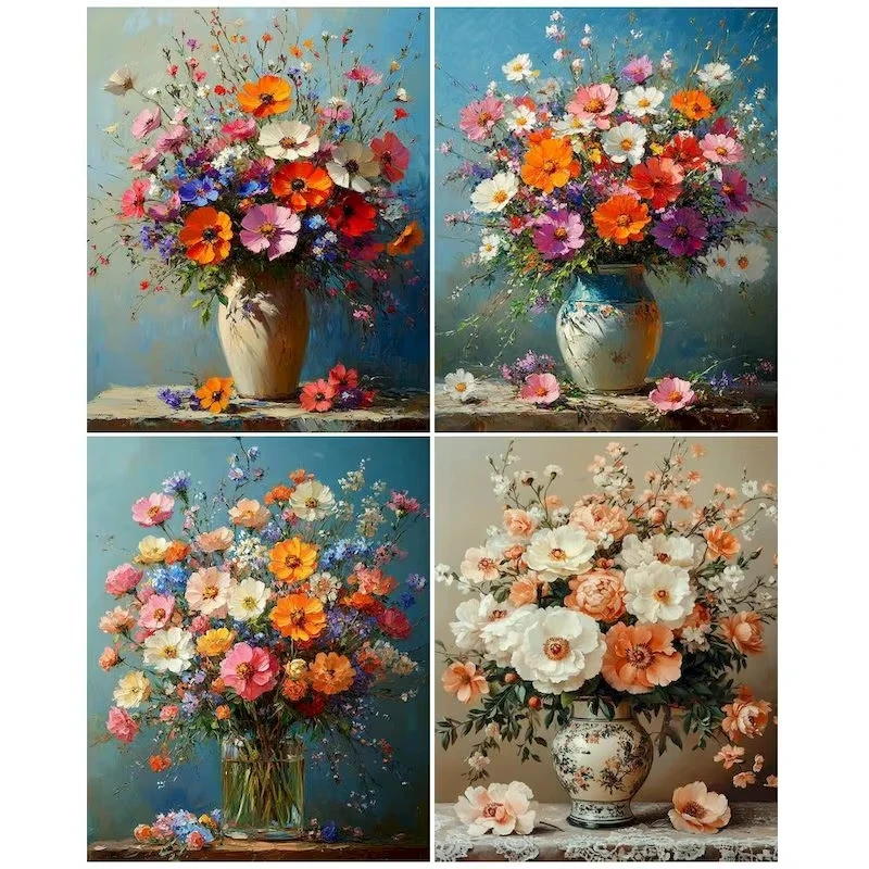 

40x50cm Painting By Numbers Flowers Drawing By Numbers For Adults Wall Decor On Canvas Handmade Gift