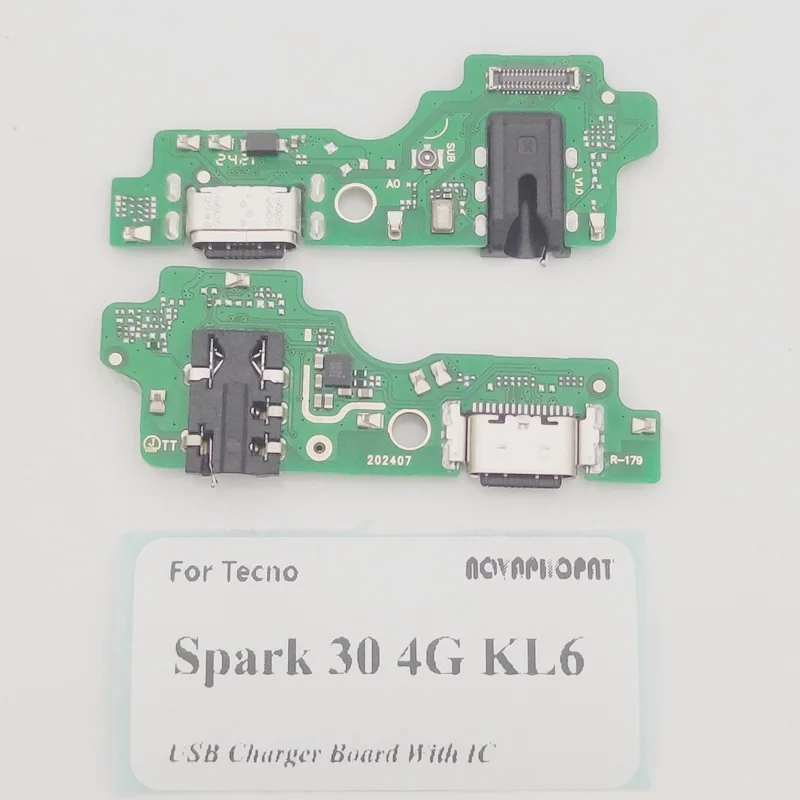 Novaphopat For Tecno Spark 30 4G KL6 USB Dock Charging Port Plug Charger Board Microphone MIC Flex Cable