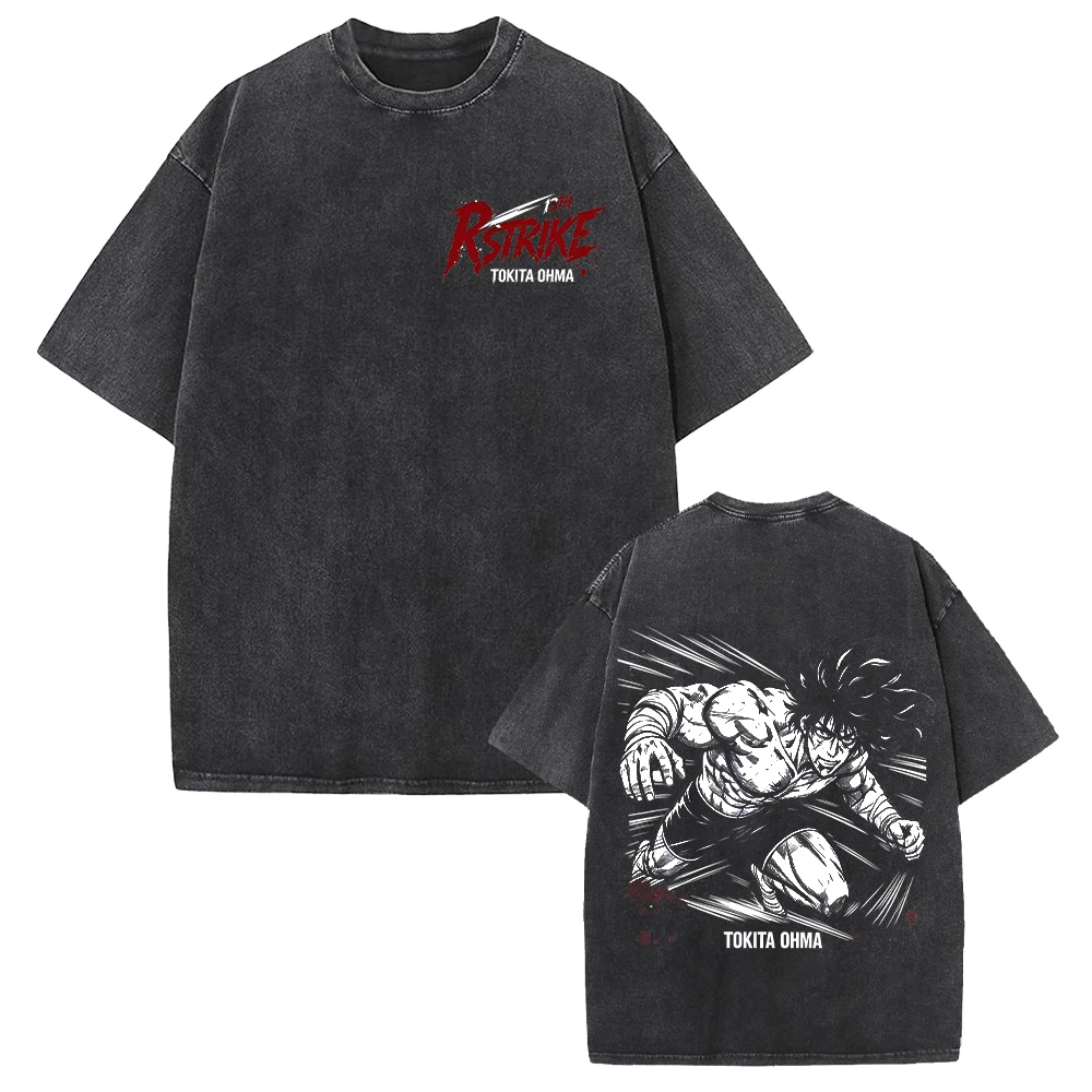 THE ASURA Printed Tee Anime Kengan Ashura Clothing Men Women Washed T-shirts Short Sleeve Tshirt Harajuku Male Cotton T Shirt
