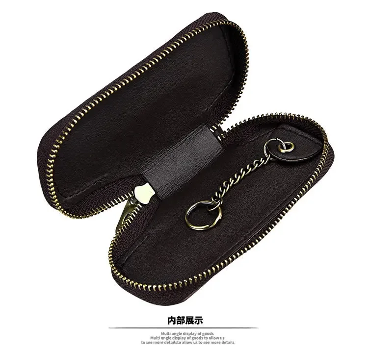 Portafogli per chiavi per auto da uomo e da donna in vera pelle Portachiavi retrò Portachiavi per governante da donna