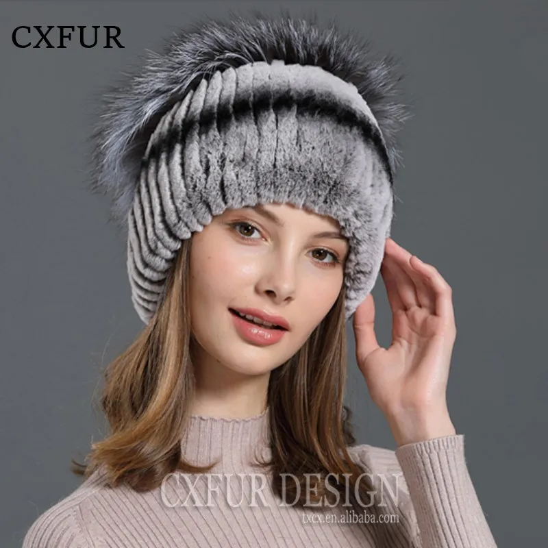 

Furry Fox Top Winter Wholesale Knit Beanie Rex Rabbit Fur Ladies Elegant Hats CX-C-116C