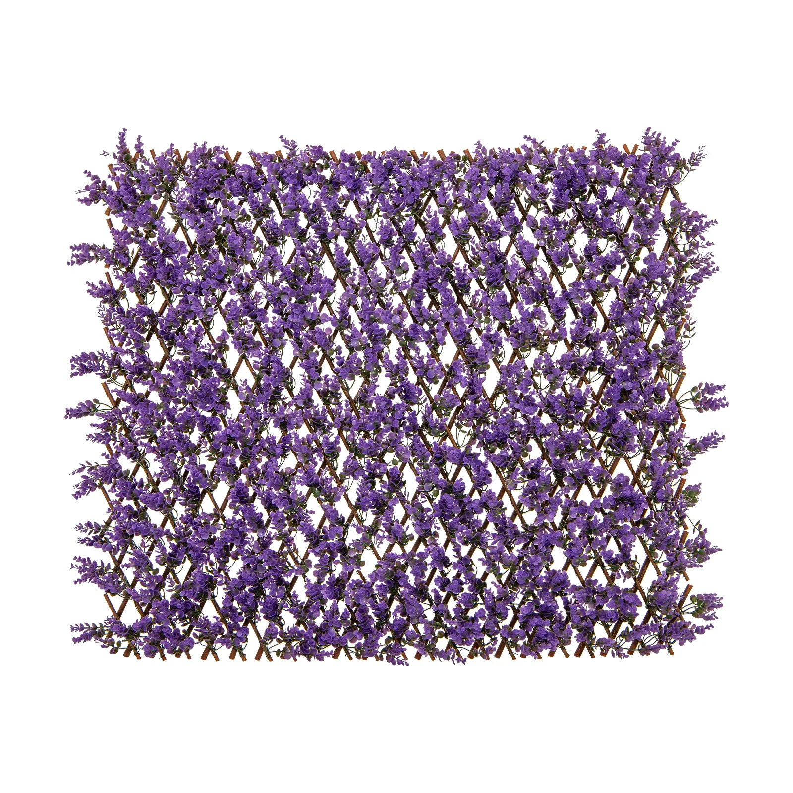 Valla de Enrejado Expansible de 180 x 90 cm, Pantalla de Cerca de privacidad de Hiedra Artificial, Panele de Seto Artificial Protector Sol para Hogar, Balcón y Patio, Eucalipto Morado