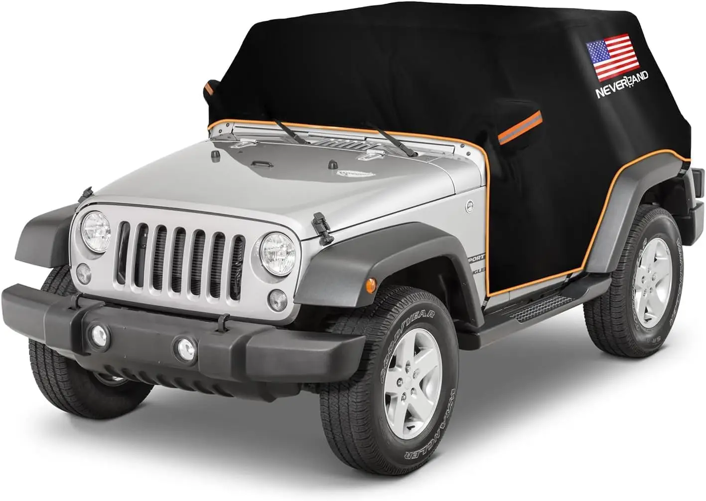 

Waterproof Half Car Cover for Jeep Wrangler JK JL 2-Door Models 2007-2025, Reflective Strips and Windproof Straps Included