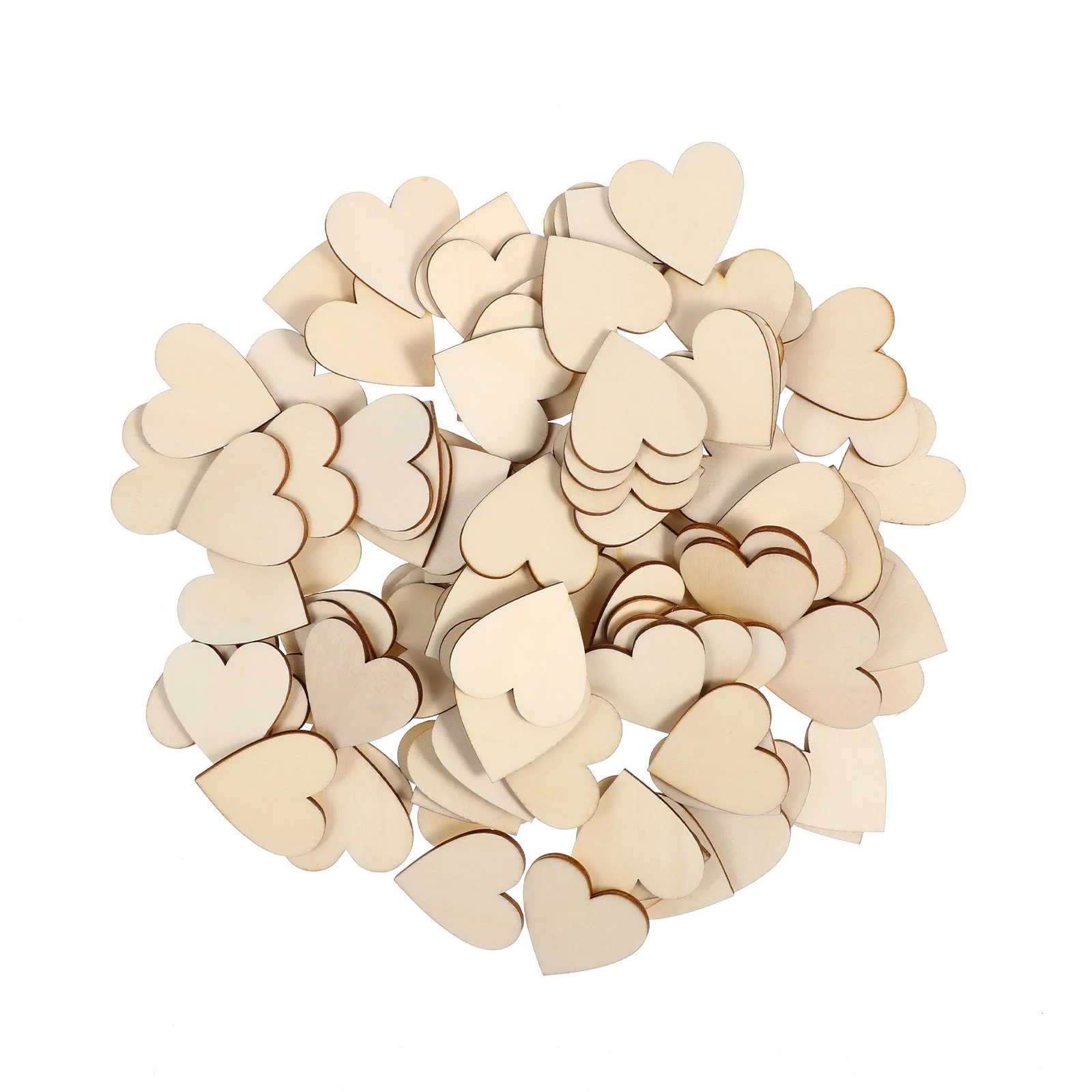 

VORCOOL 100pcs 40mm Blank Heart Wood Slices Discs for DIY Crafts Embellishments Blank wood slices Heart wood discs