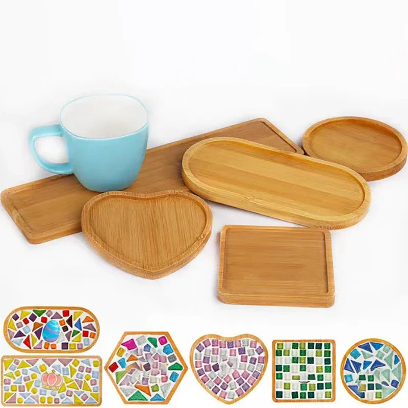 Multi Bamboo Tray Wood Saucer Flower Pot Tray Cup Pad Coaster Plate Kitchen Decorative Plate Creative Coaster Coffee Cup Mat