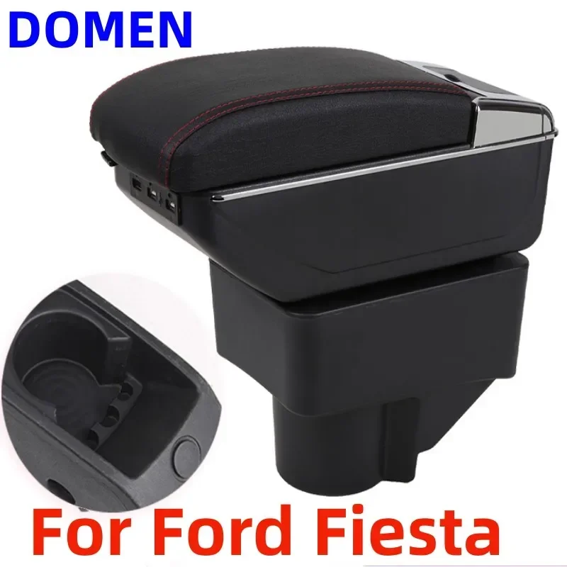 

For Ford Fiesta Armrest box Original accessories of armrest box import and export central storage box Dual Layer USB Charging