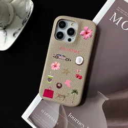 Personalised inevitable Initial kafr letters name Leather Case for iphone 11 12 14 13 15 Pro Max mini 16 Plus Luxury Hard Covers