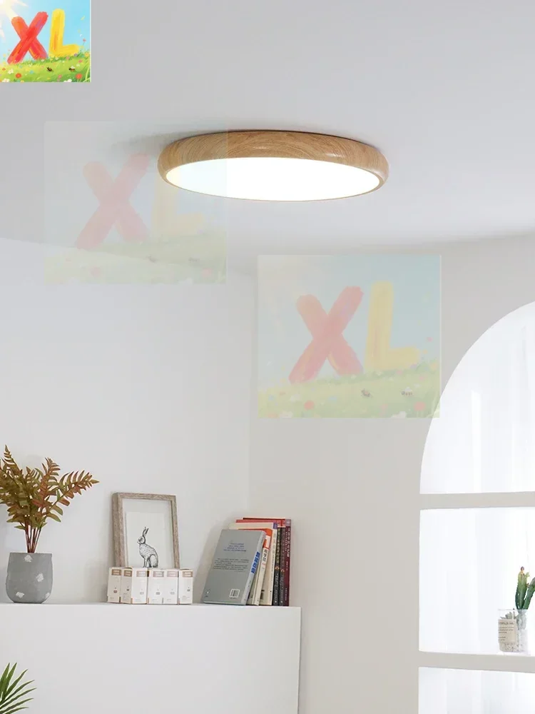 

Ji Ji log wind bedroom study living room ceiling lamp wood grain retro new Chinese Puri full spectrum eye protection lamp