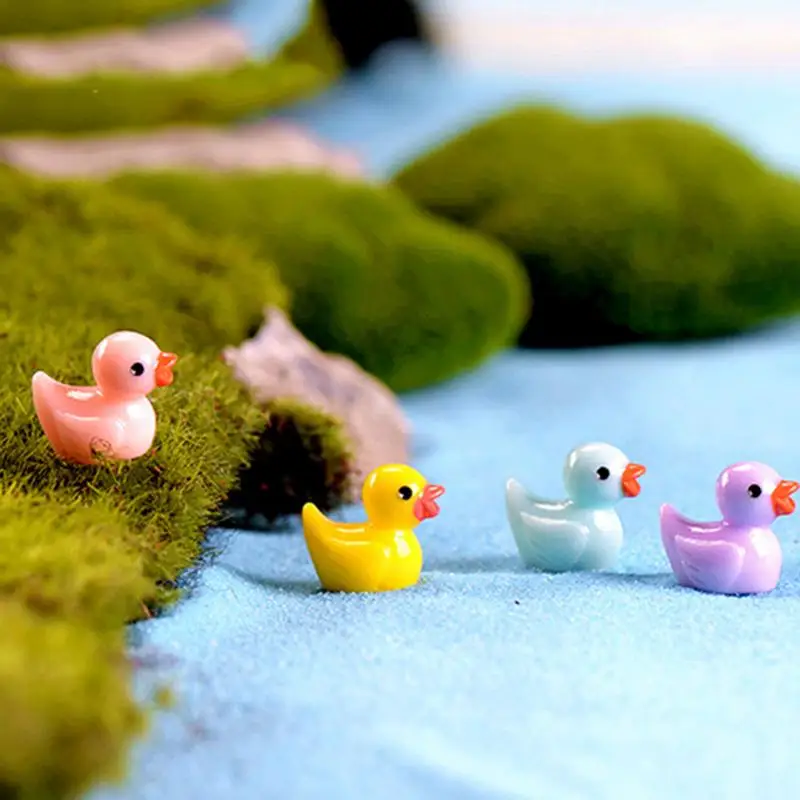 100Pcs/set Miniature Tiny Ducks Christmas Party Fairy Garden Mini Cute Little Yellow Duck Resin Crafts For Home Plants Decor