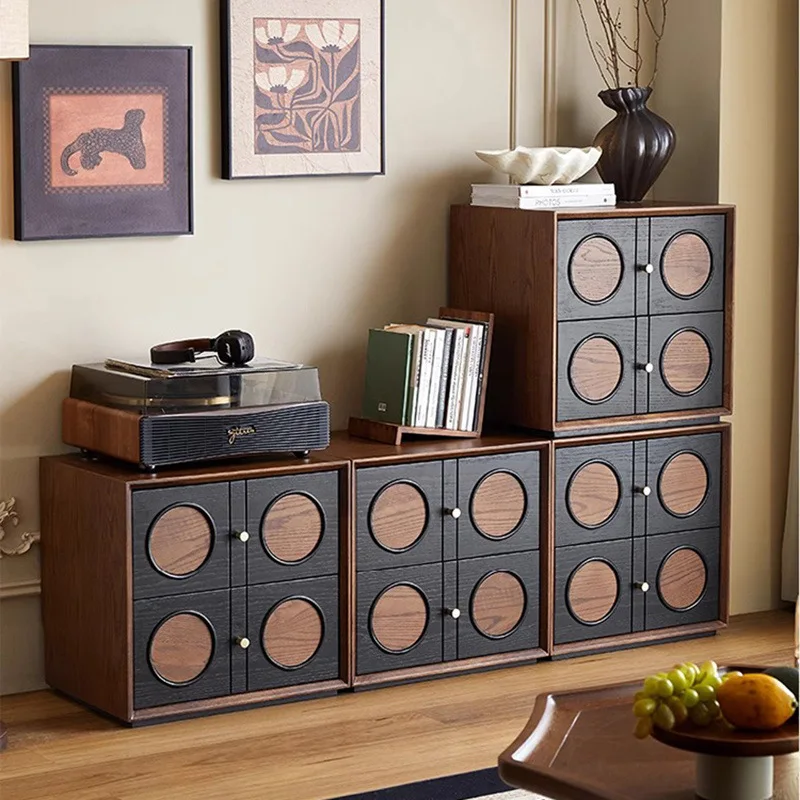 French vintage chest of drawers, TV cabinet, solid wood module combination cabinet, card door cabinet, vintage