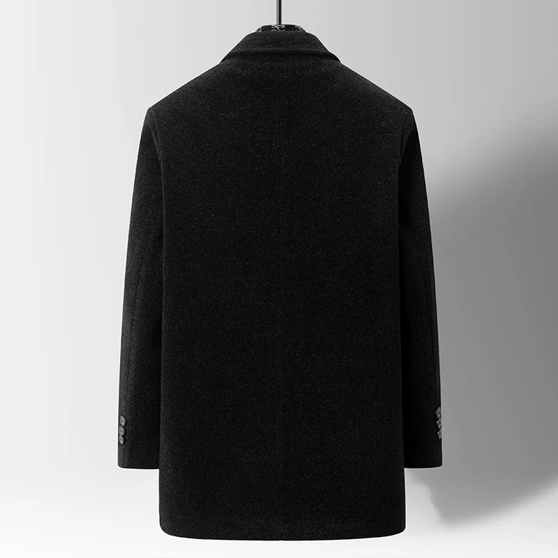 Men Wool Blends Trench Coats Autumn Winter Solid Color High Quality  Tailored Collar Wool Jacket Luxurious Brand Men\'s Clothing