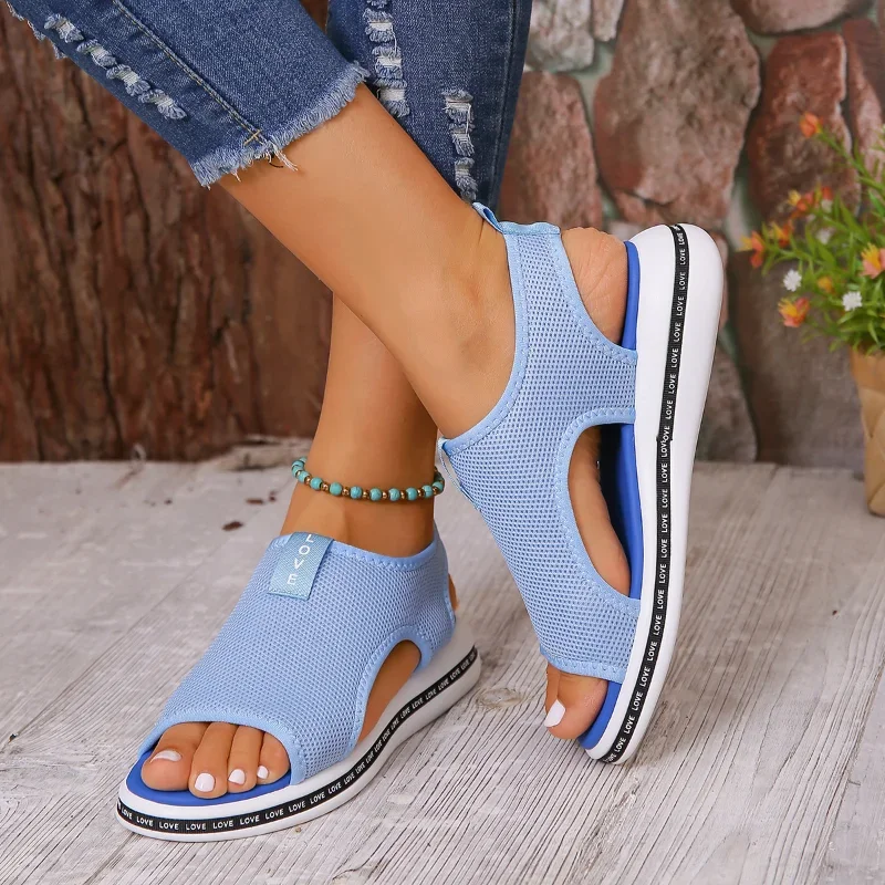 Woman Elastic Knitting Casual Sandals Shoes 2024 Summer Female Wedges Platform Sandals Beach Sports Plus Size 43 Sandalias Mujer