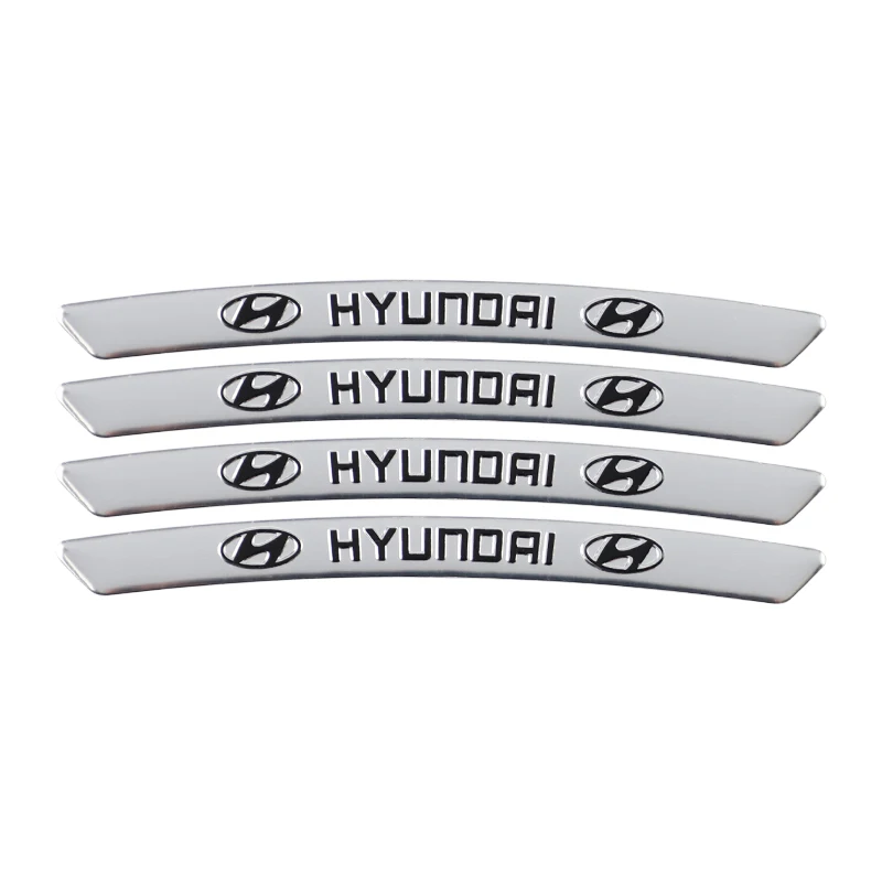 4pcs Aluminium Alloy Car Wheel Hub Stickers For Hyundai Genesis N-LINE I10 I20 I30 I40 IX20 IX35 Kona Getz Veloster Tucson