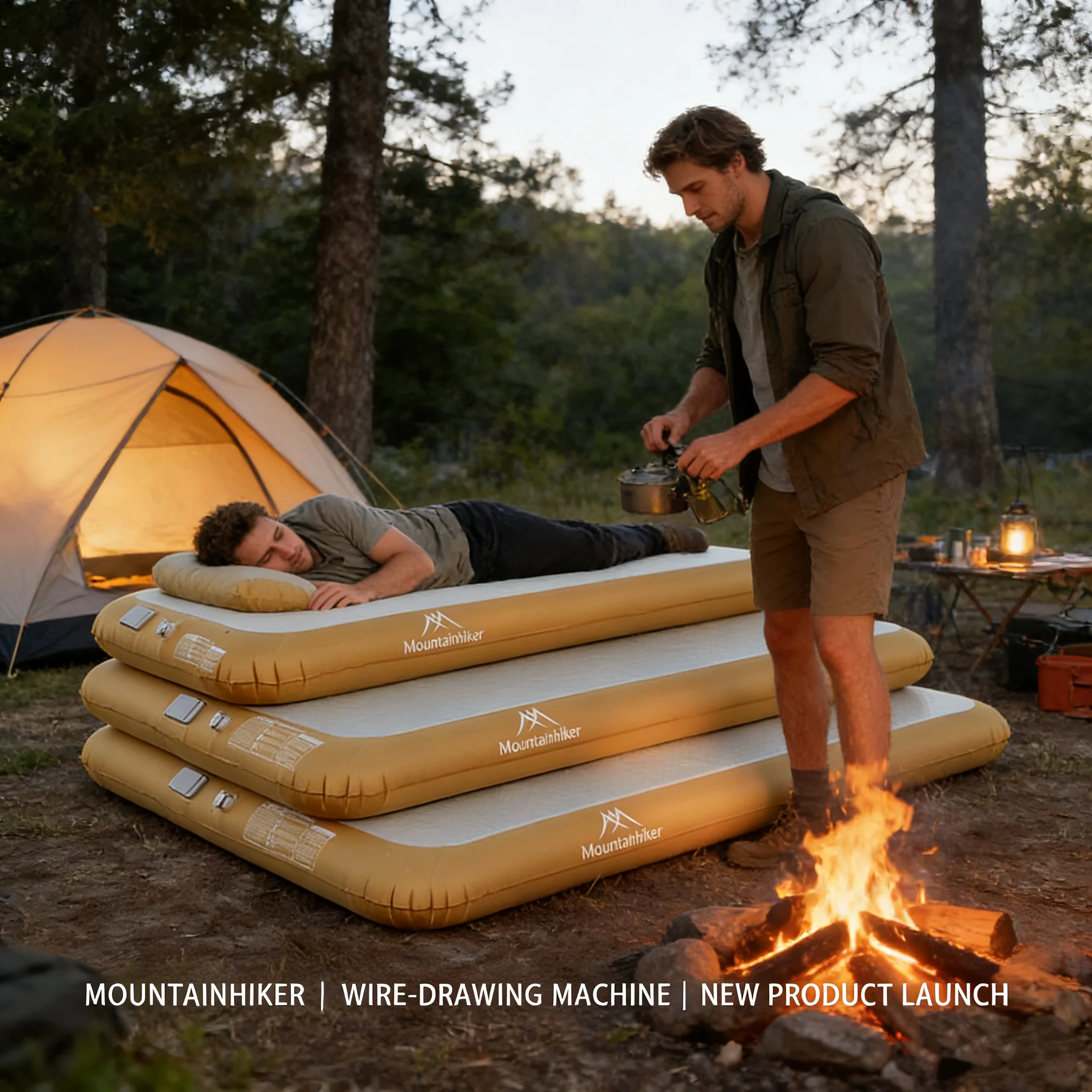MOUNTAINHIKER Automatic Mattress 20cm High Resilience Outdoor Camping Inflation Bed Self-Driving Travel Mattress with Storage Ba