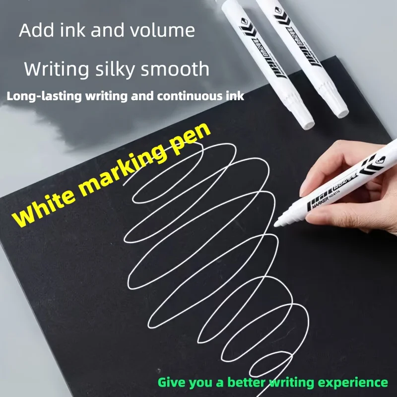 

30-Pack White Markers, Fade- White Ink Signature Pens for Drawing and Doodling, Broad Tip Markers