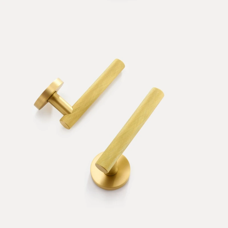 Door Knob Knob Gold Black Indoor Bedroom Bathroom Double Wooden Door Lever Set Brass Knurled Door Lock Set