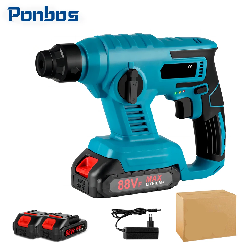 1000W 3600rpm Portable Cordless Hammer 8600ipm Hammer Impact Drill Perforation Concrete Power Tools For Makita Batteries