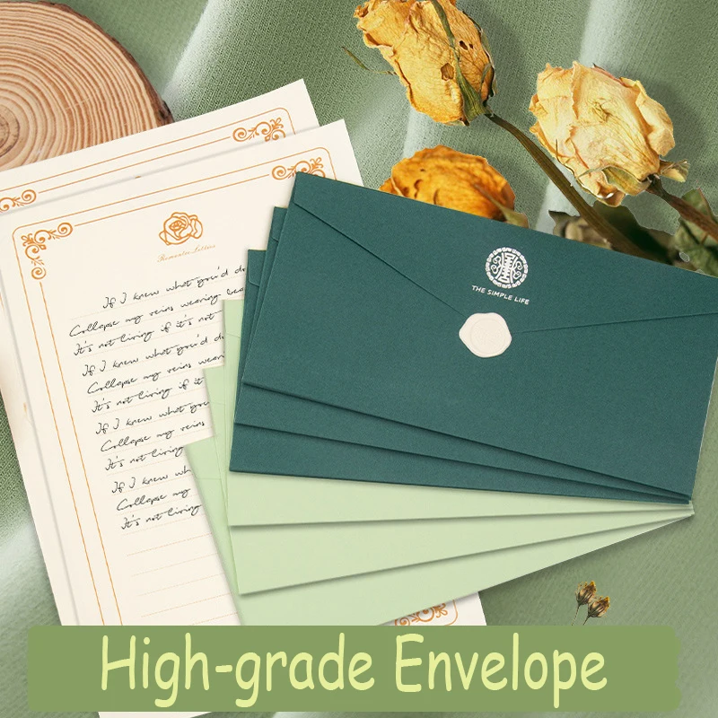 Sobre 50 Uds. Papel Kraft verde de alta calidad 225x115mm papelería de negocios postal caja de regalo sobre de embalaje invitación de boda